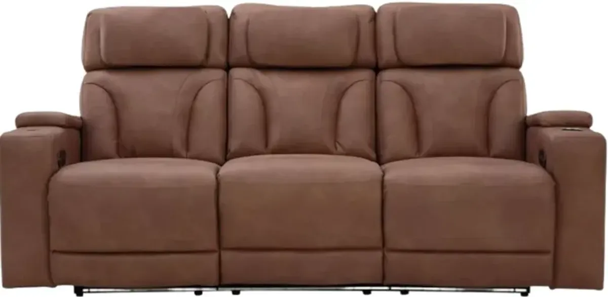 Signature Design by Ashley® Clean-Slate Caramel Power Reclining Sofa with Adjustable Headrest
