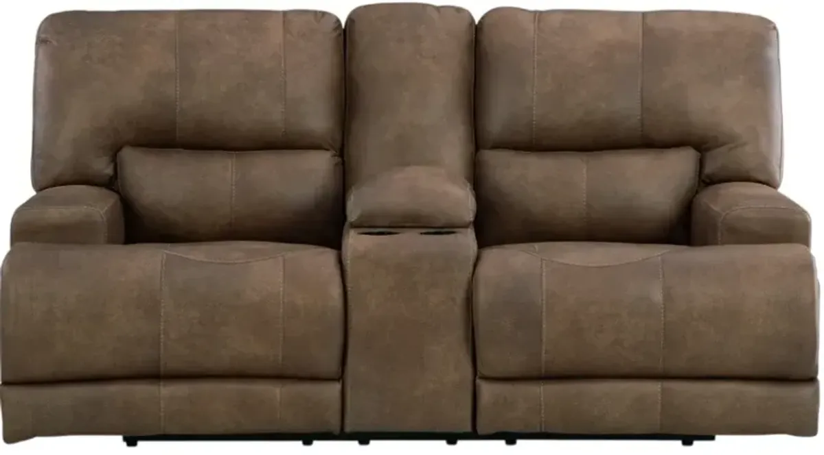 Signature Design by Ashley® Beckley Place Earth Power Reclining Console Loveseat with Adjustable Headrest