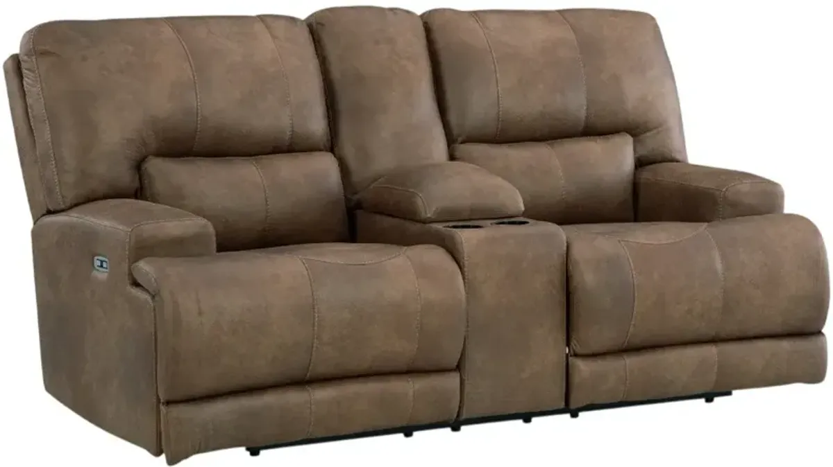 Signature Design by Ashley® Beckley Place Earth Power Reclining Console Loveseat with Adjustable Headrest