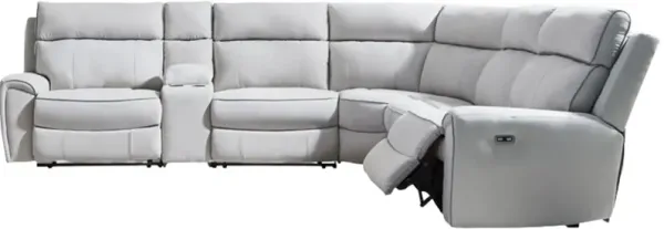 Signature Design by Ashley® Social Pointe 6-Piece Ash/Pearl Modular Power Reclining Sectional