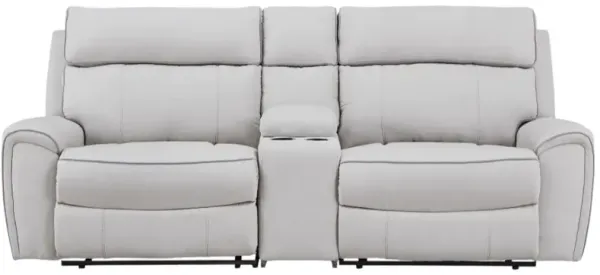 Signature Design by Ashley® Social Pointe 3-Piece Ash/Pearl Power Reclining Sectional with Console