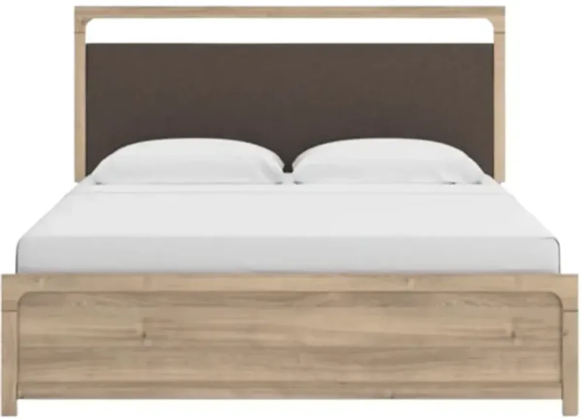 Signature Design by Ashley® Kinlanni Brown/Tan King Upholstered Panel Bed