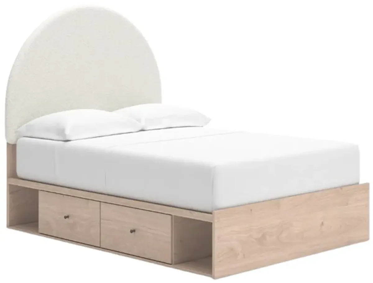 Signature Design by Ashley® Arloster Tan/White 78" Full Upholstered Panel Storage Bed