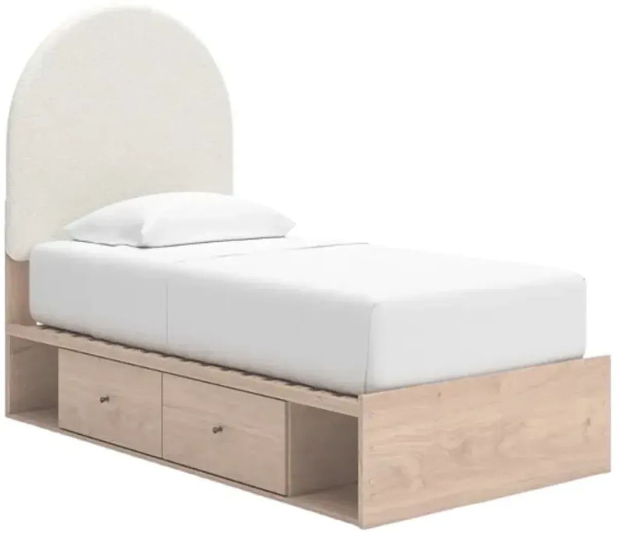 Signature Design by Ashley® Arloster Tan/White Twin Upholstered Panel Storage Bed