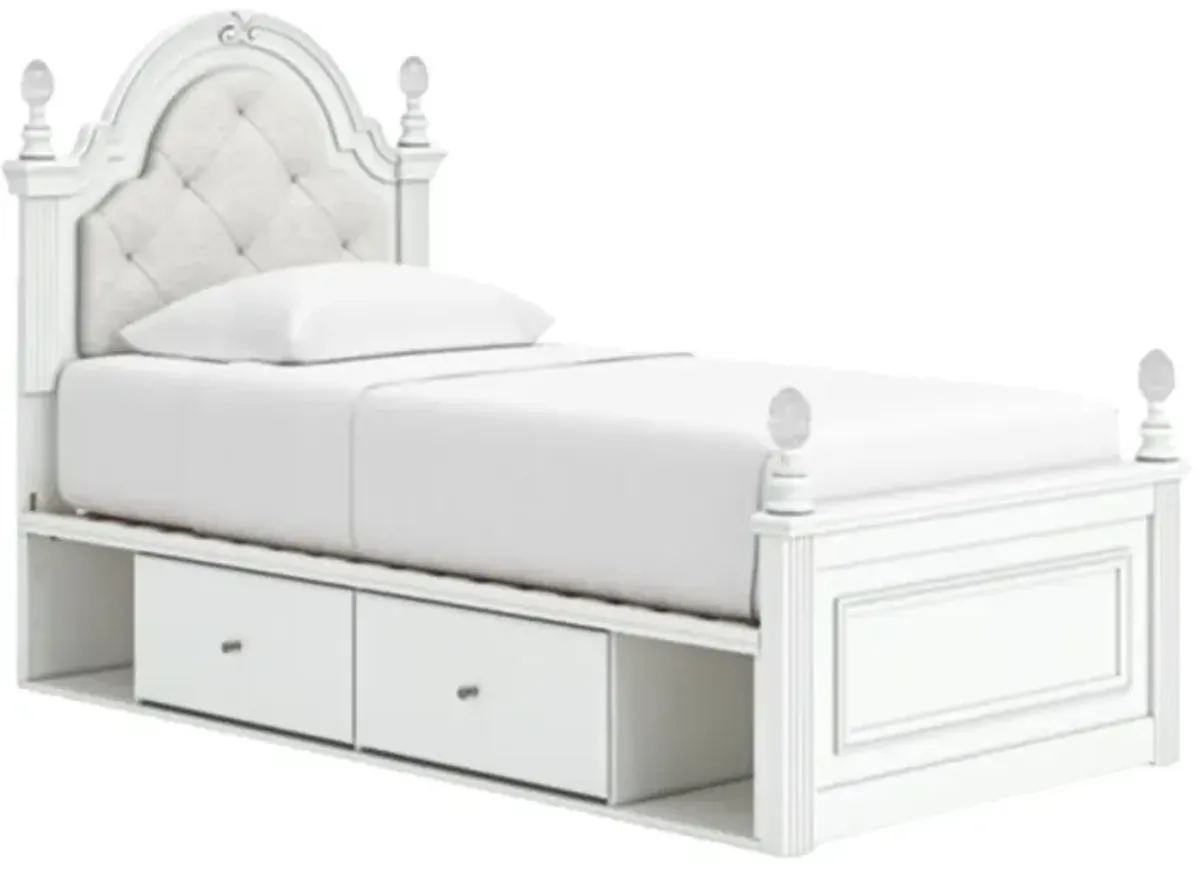Signature Design by Ashley® Kozlani White Twin Upholstered Panel Storage Bed