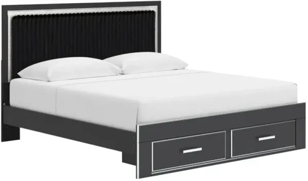 Signature Design by Ashley® Zuraleus Matte Black King Upholstered Panel Storage Bed