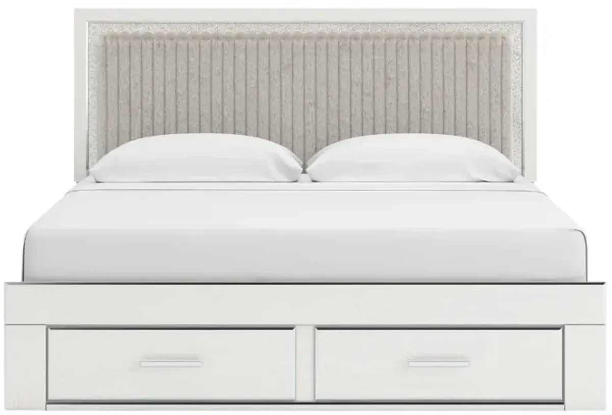 Signature Design by Ashley® Zuraleus White King Upholstered Panel Storage Bed