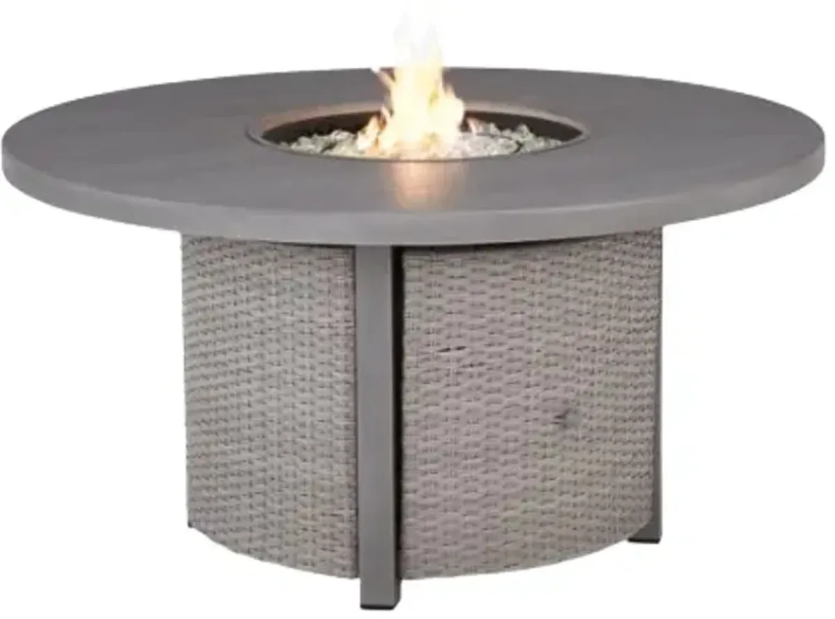 Signature Design by Ashley® Half Moon Beach Gray Wooden Outdoor Round Fire Pit Table