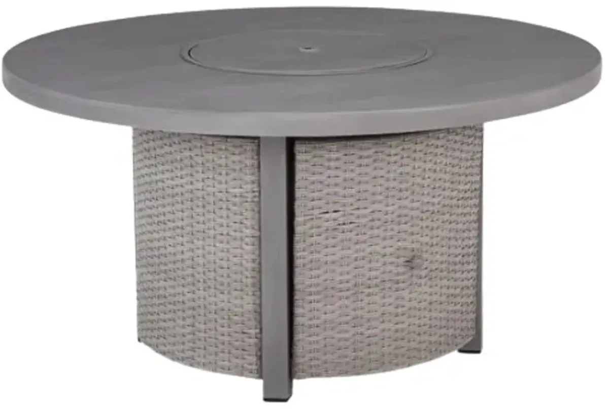 Signature Design by Ashley® Half Moon Beach Gray Wooden Outdoor Round Fire Pit Table