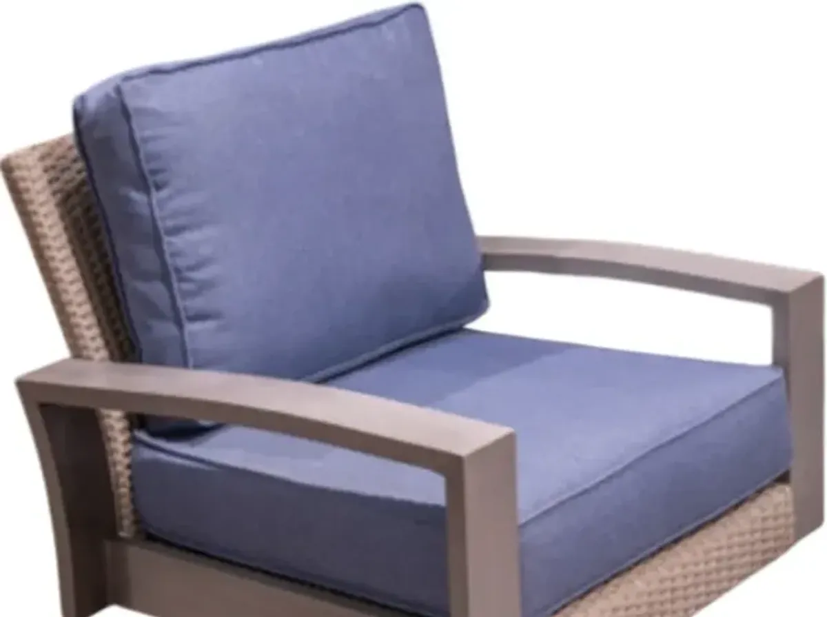 Signature Design by Ashley® Half Moon Beach Blue/Gray Fabric/Wicker Outdoor Swivel Lounge