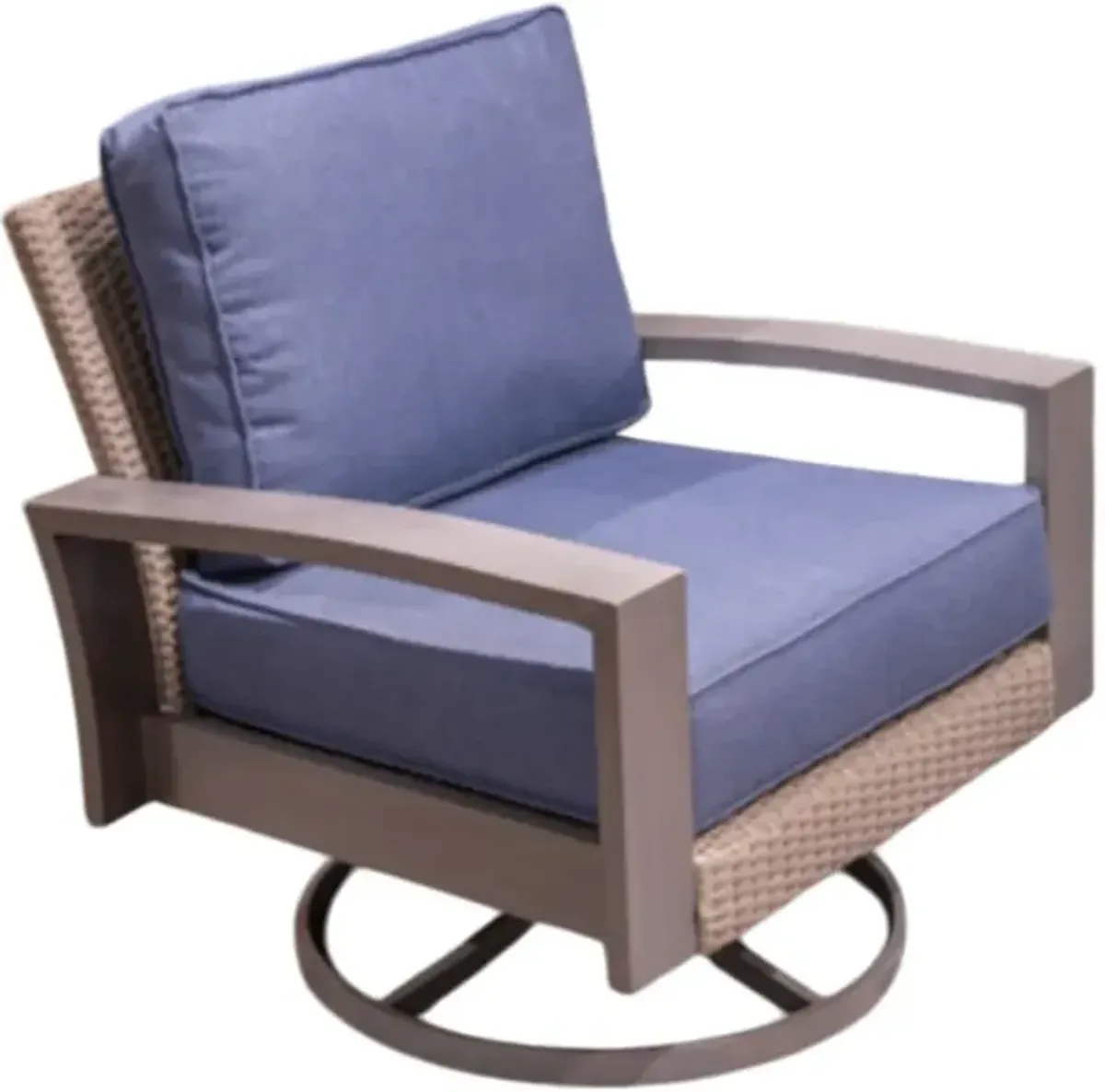 Signature Design by Ashley® Half Moon Beach Blue/Gray Fabric/Wicker Outdoor Swivel Lounge