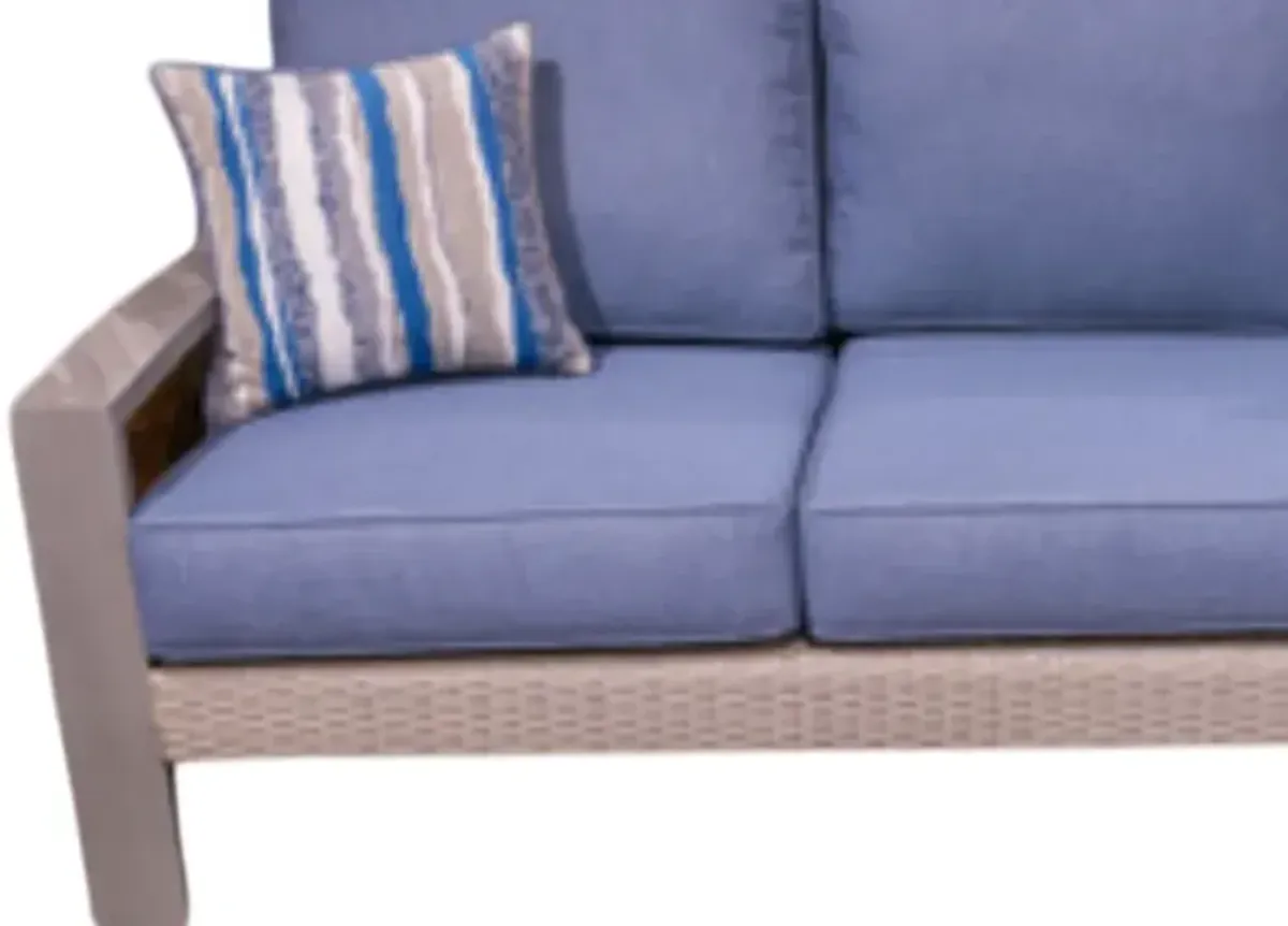 Signature Design by Ashley® Half Moon Beach Blue/Gray Fabric/Wooden Outdoor Sofa