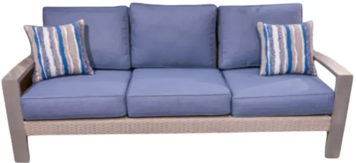 Signature Design by Ashley® Half Moon Beach Blue/Gray Fabric/Wooden Outdoor Sofa