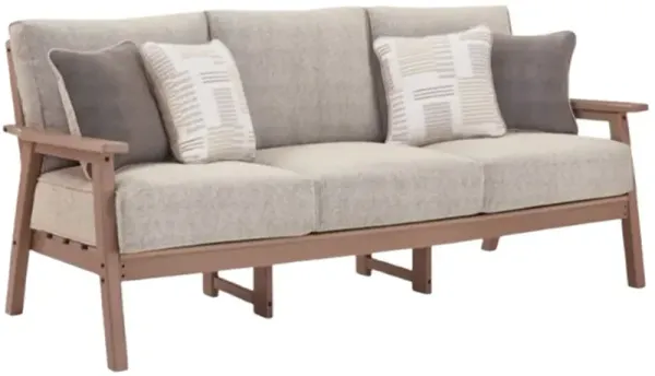 Signature Design by Ashley® Grover Beach Beige/Driftwood Fabric/Wooden Outdoor Sofa