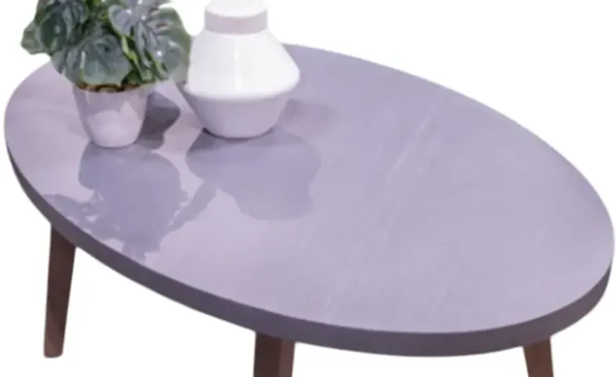 Signature Design by Ashley® Harmony Headlands Gray Wooden Outdoor Oval Cocktail Table with Natural Base