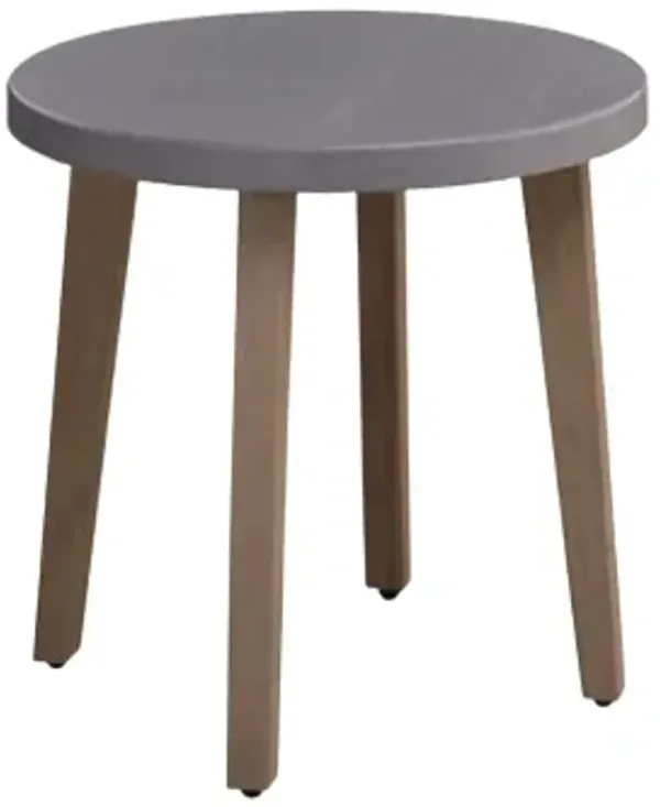 Signature Design by Ashley® Harmony Headlands Gray Wooden Outdoor Round End Table with Natural Base