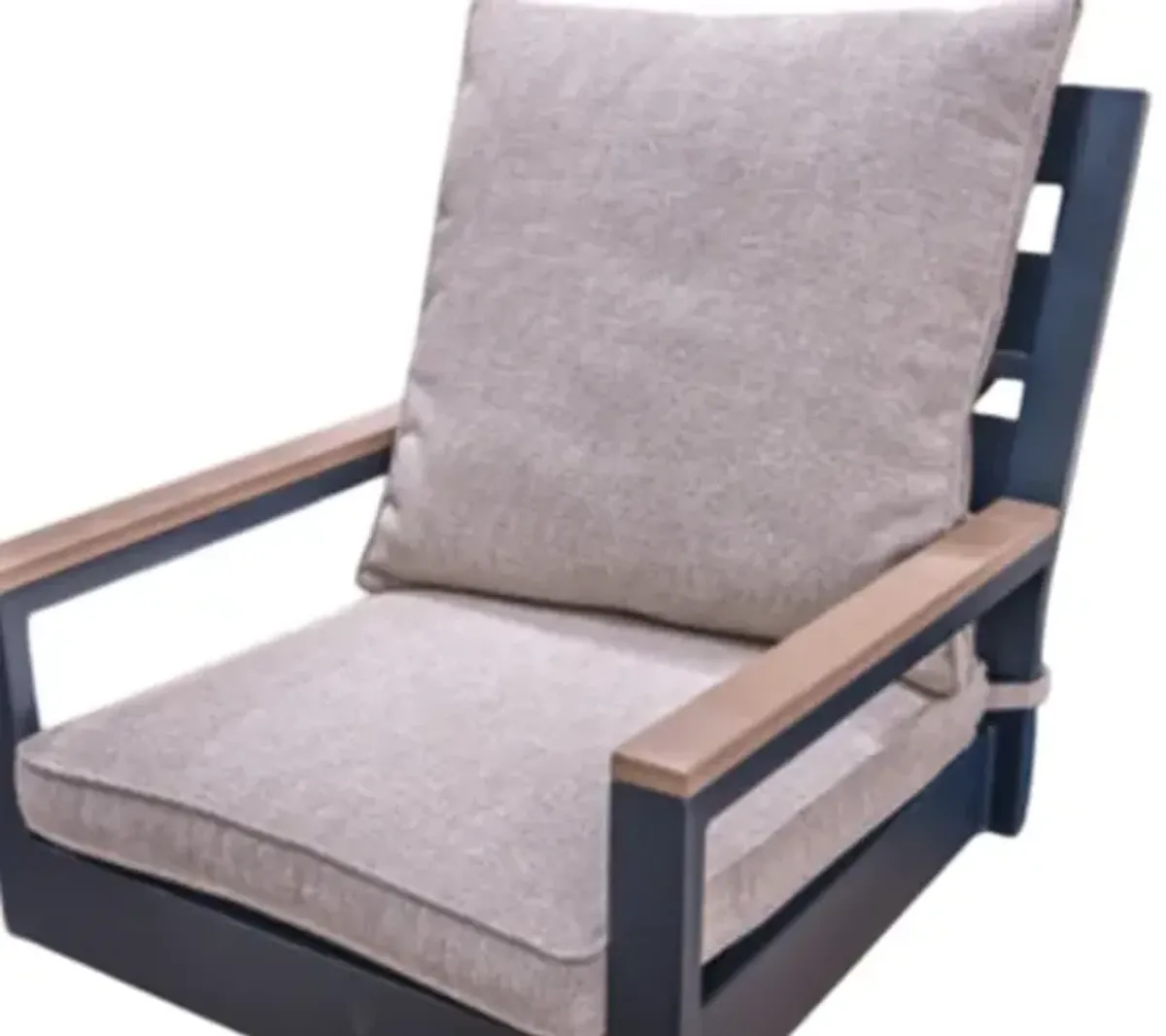Signature Design by Ashley® East Beach Driftwood/Navy Blue Fabric/Wooden Outdoor Swivel Chair