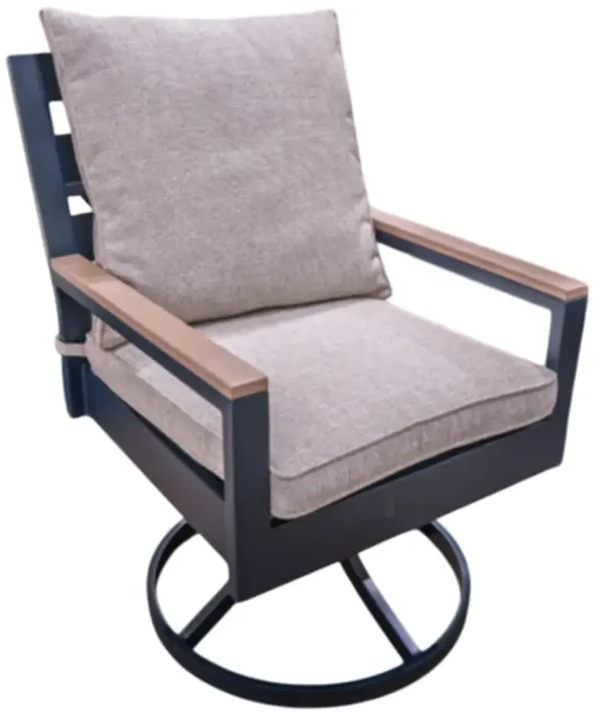 Signature Design by Ashley® East Beach Driftwood/Navy Blue Fabric/Wooden Outdoor Swivel Chair