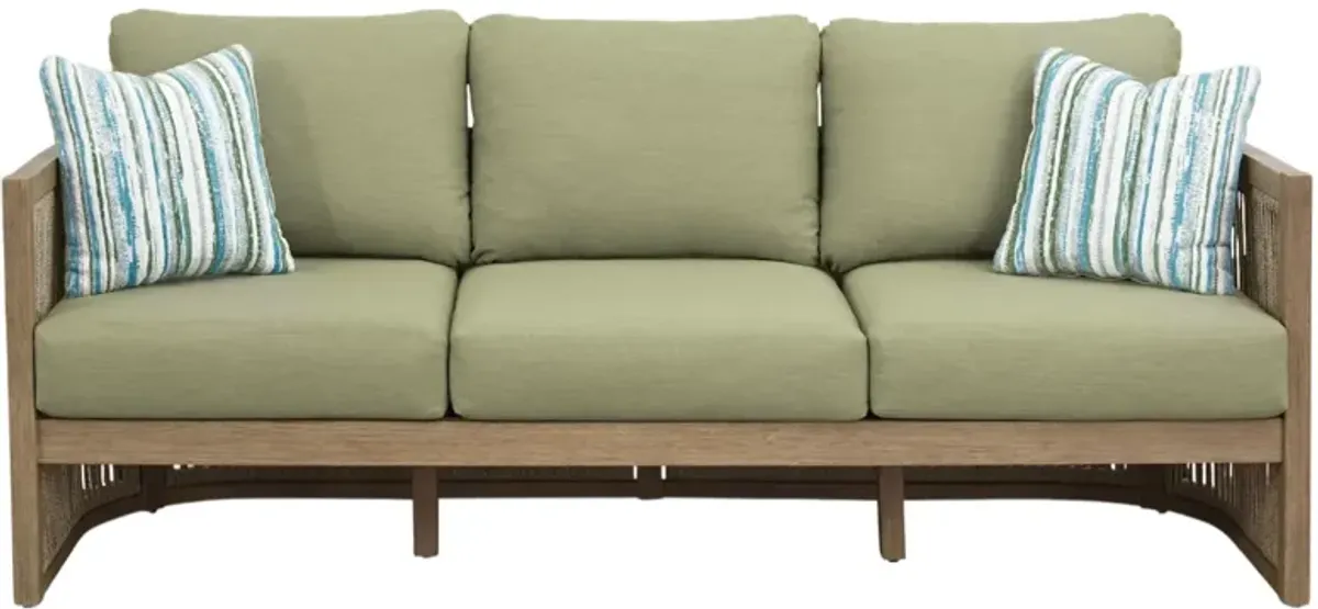 Signature Design by Ashley® Serena Shores Beige/Green Fabric/Wooden Outdoor Sofa