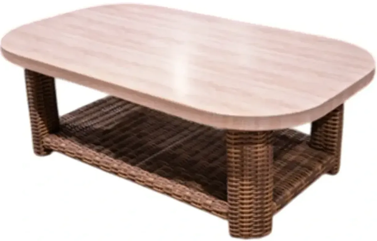 Signature Design by Ashley® Dolan Creek Beige Outdoor Rectangular Cocktail Table with Brown Base