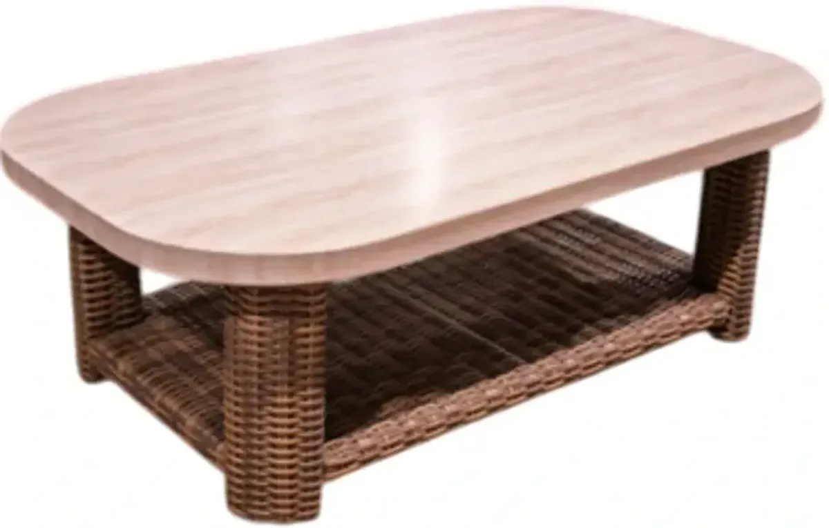 Signature Design by Ashley® Dolan Creek Beige Outdoor Rectangular Cocktail Table with Brown Base