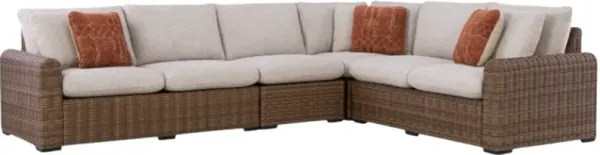 Signature Design by Ashley® Dolan Creek 4-Piece Beige/Brown Fabric/Wicker L-Shape Outdoor Sectional