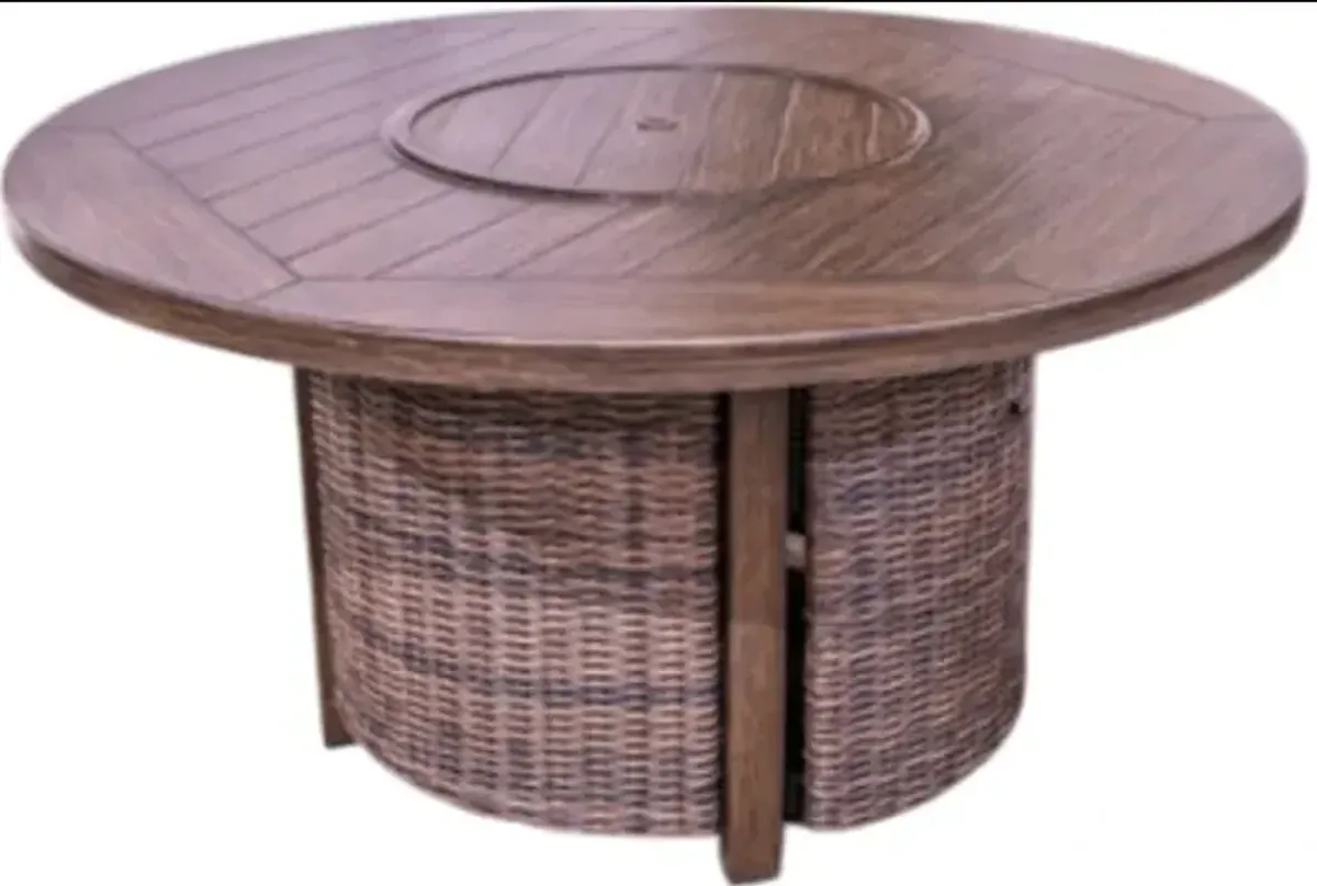 Signature Design by Ashley® Monterey Point Dark Brown Rattan/Wooden Outdoor Fire Pit Table