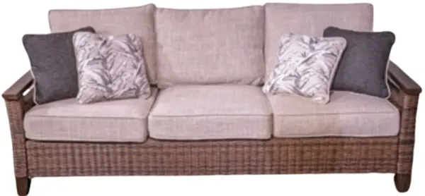 Signature Design by Ashley® Monterey Point Beige/Dark Brown Fabric/Wicker Rattan Outdoor Sofa