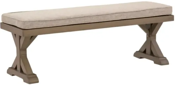 Signature Design by Ashley® Laguna Heights Beige Fabric/Metal Rattan Outdoor Bench