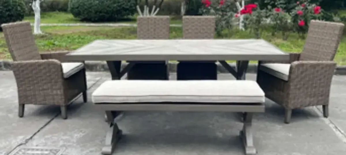 Signature Design by Ashley® Laguna Heights Beige Porcelain Outdoor Dining Table with Aluminum Frame