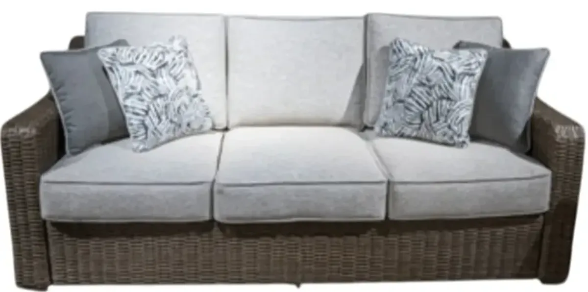 Signature Design by Ashley® Laguna Heights Beige-Gray Fabric/Resin Wicker Outdoor Sofa