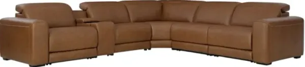 Signature Design by Ashley® Magic Man 6-Piece Caramel Power Reclining Sectional with Console
