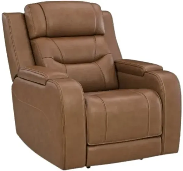 Signature Design by Ashley® Knightington Caramel Power Recliner with Audio Seating