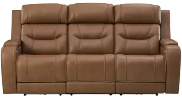 Signature Design by Ashley® Knightington Caramel Power Reclining Sofa with Audio Seating