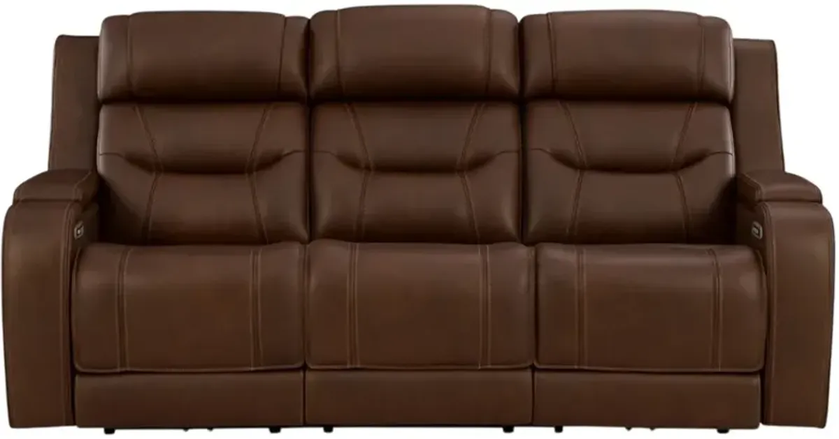 Signature Design by Ashley® Knightington Brown Power Reclining Sofa with Audio Seating