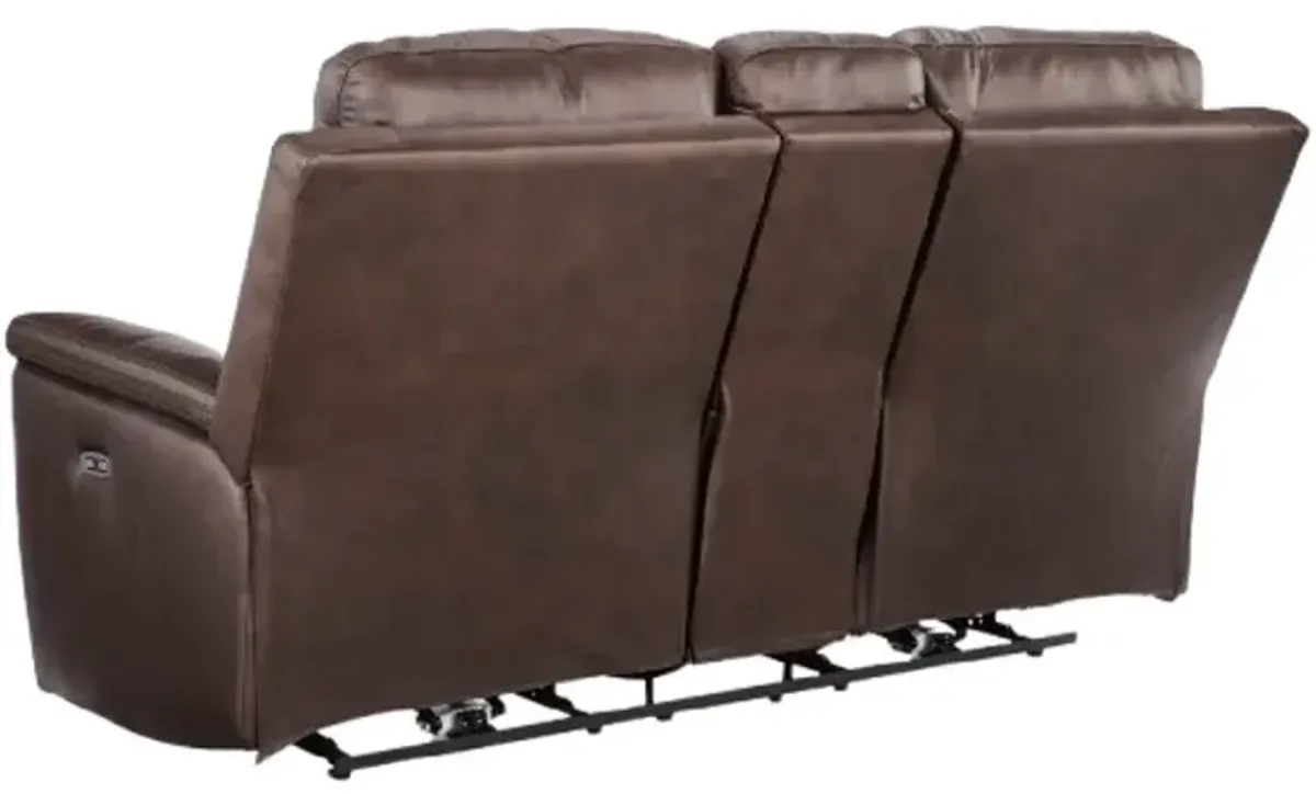 Signature Design by Ashley® Bleckley Espresso Power Reclining Loveseat with Console and Adjustable Headrest