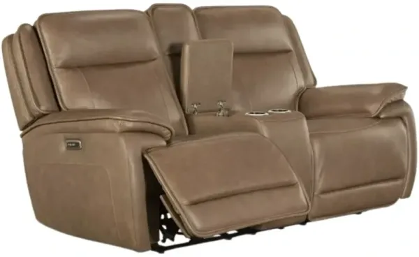 Signature Design by Ashley® Glencroft Sahara Power Reclining Loveseat with Console and Adjustable Headrest