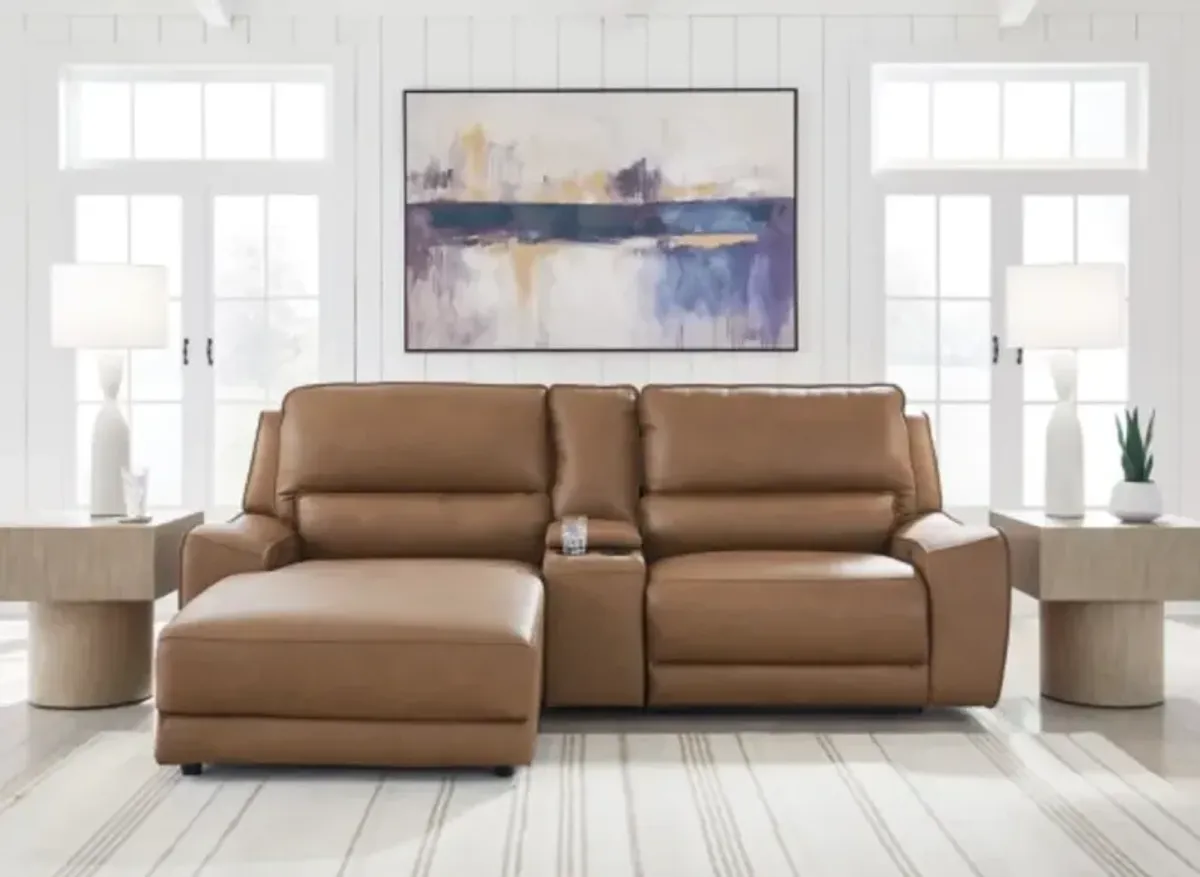 Signature Design by Ashley® DeepWakes 3-Piece Caramel Left-Arm Facing Power Reclining Sectional and Chaise