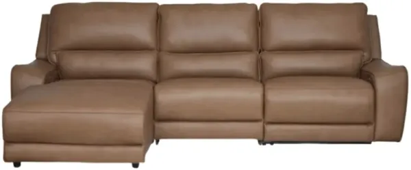 Signature Design by Ashley® DeepWakes 3-Piece Caramel Left-Arm Facing Power Reclining Sofa Sectional and Chaise