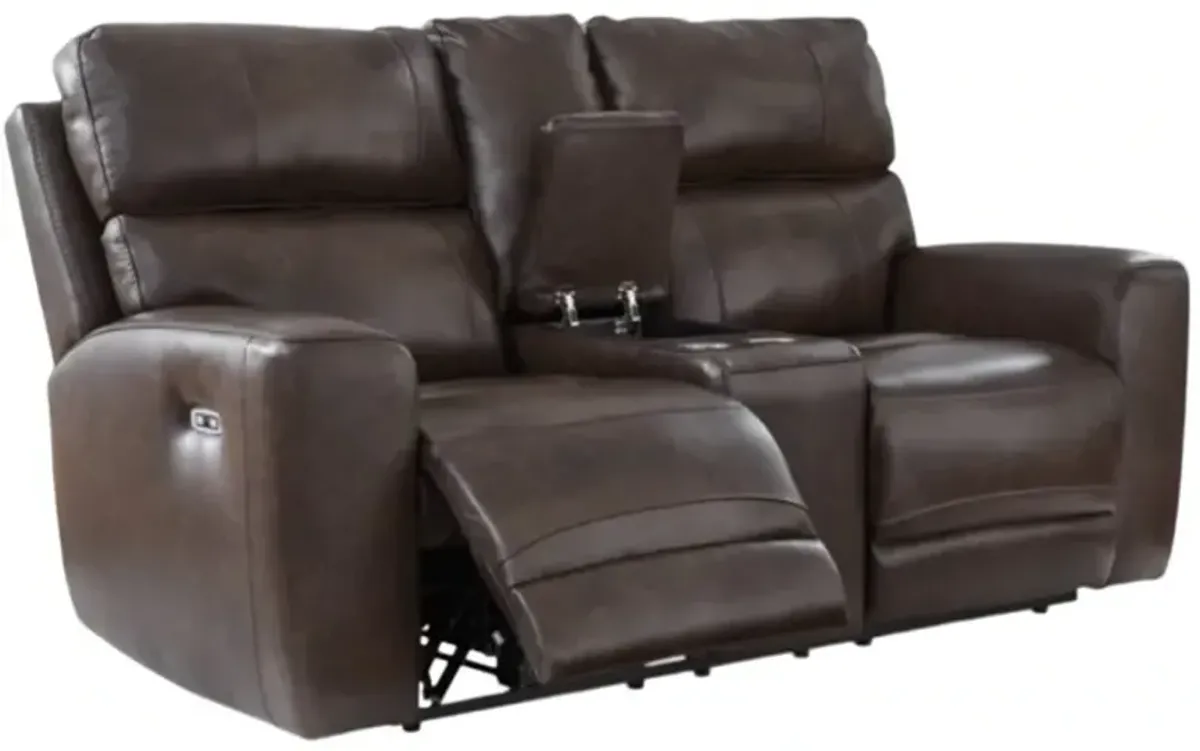 Signature Design by Ashley® Crossplex Smoke Power Reclining Loveseat with Adjustable Headrest