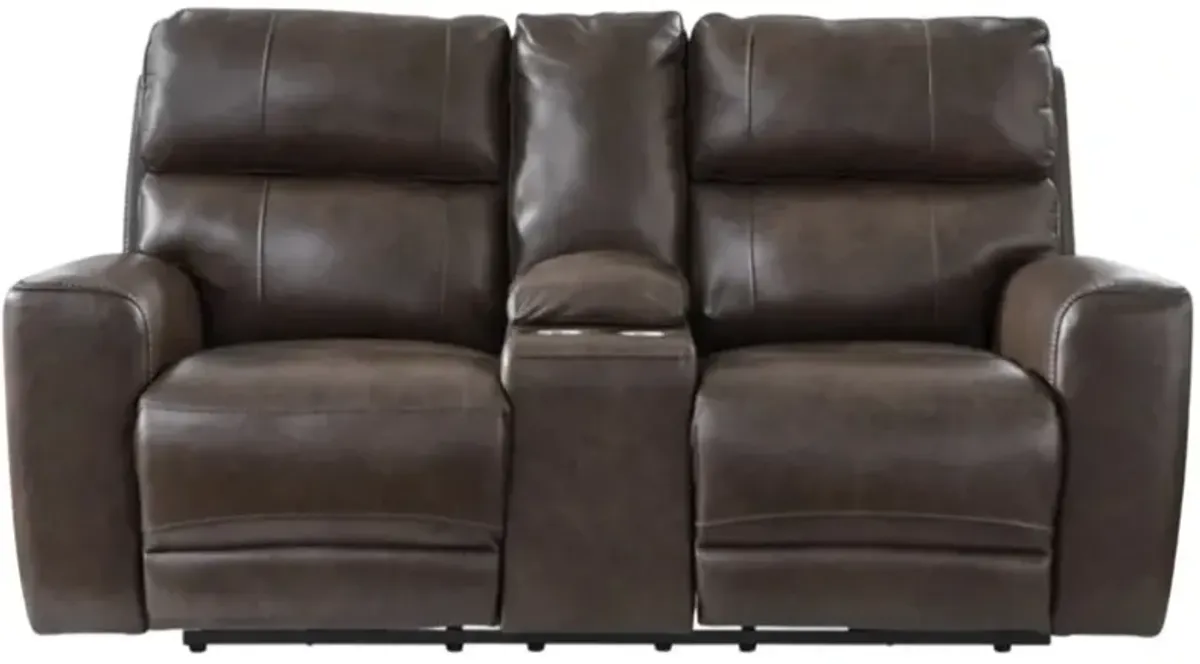 Signature Design by Ashley® Crossplex Smoke Power Reclining Loveseat with Adjustable Headrest