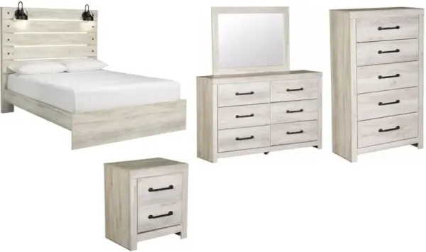 Signature Design by Ashley® Cambeck 5-Piece Whitewash White King Panel Bed Set