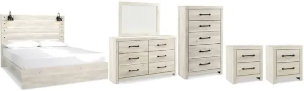 Signature Design by Ashley® Cambeck 6-Piece Whitewash White King Panel Bed Set