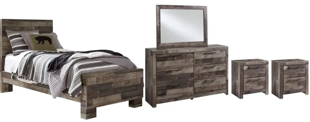Benchcraft® Derekson 5-Piece Multi Gray Twin Panel Bed Set