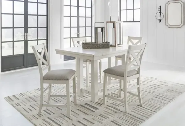 Signature Design by Ashley® Robbinsdale 5-Piece Antique White Counter Height Dining Table Set