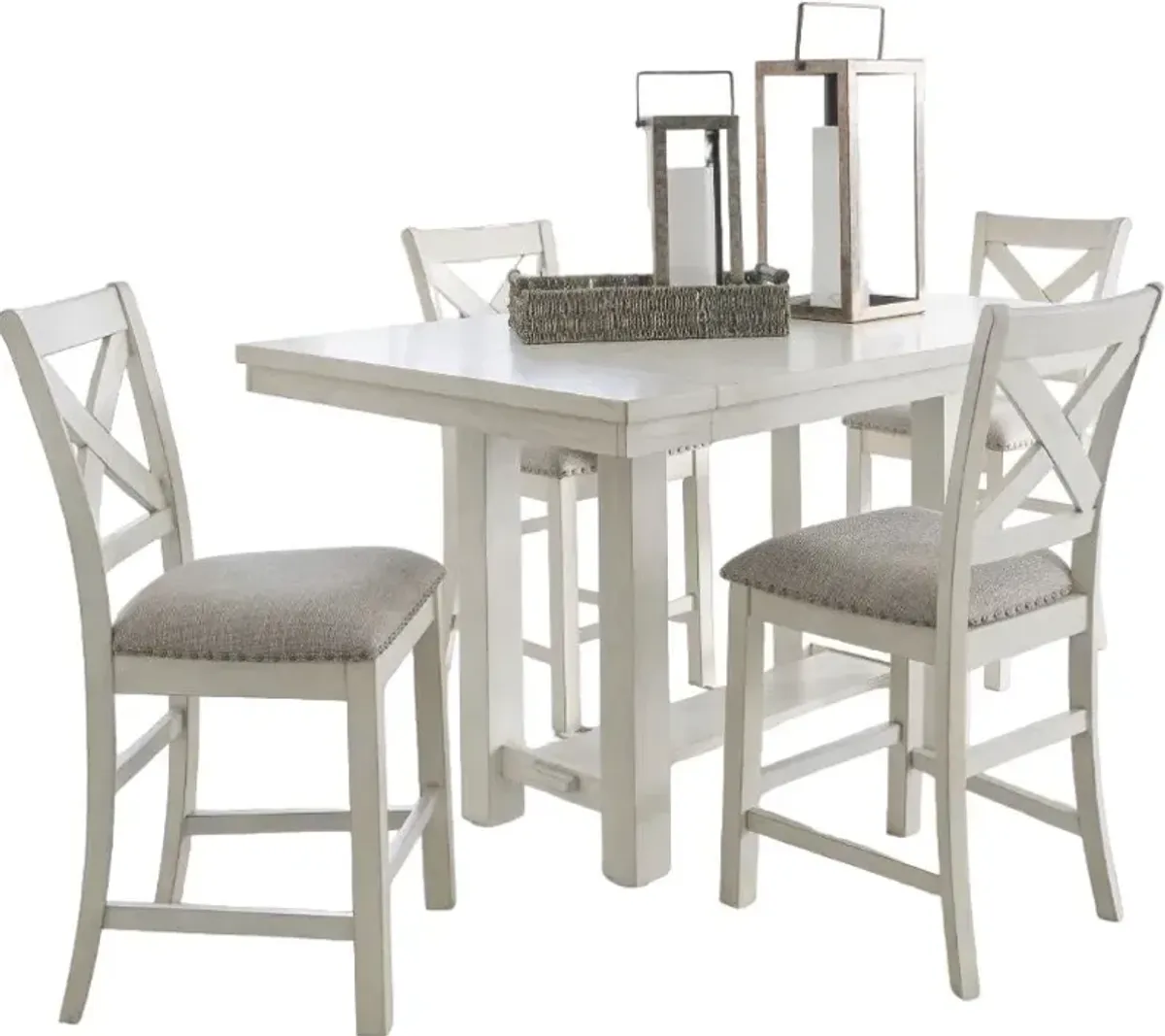 Signature Design by Ashley® Robbinsdale 5-Piece Antique White Counter Height Dining Table Set