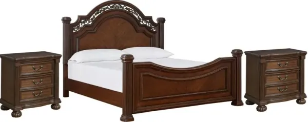 Signature Design by Ashley® Lavinton 3-Piece Brown Queen Poster Bed Set