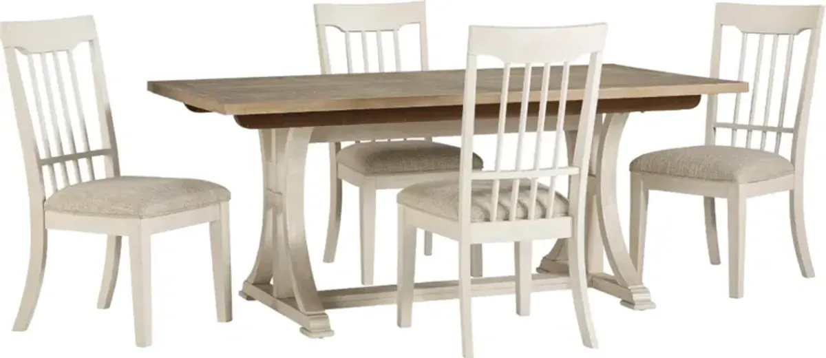 Benchcraft® Shaybrock 5-Piece Antique White/Brown Dining Table Set