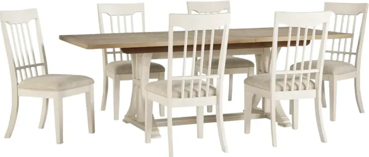 Benchcraft® Shaybrock 7-Piece Antique White/Brown Dining Table Set