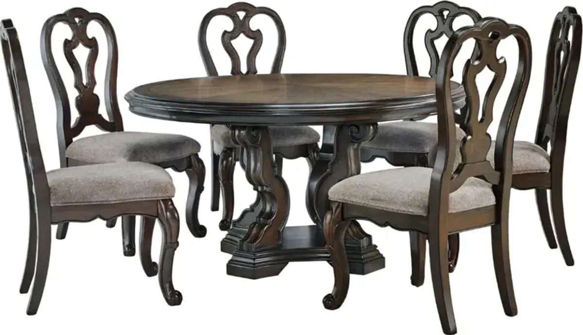 Signature Design by Ashley® Maylee 7-Piece Dark Brown Dining Table Set